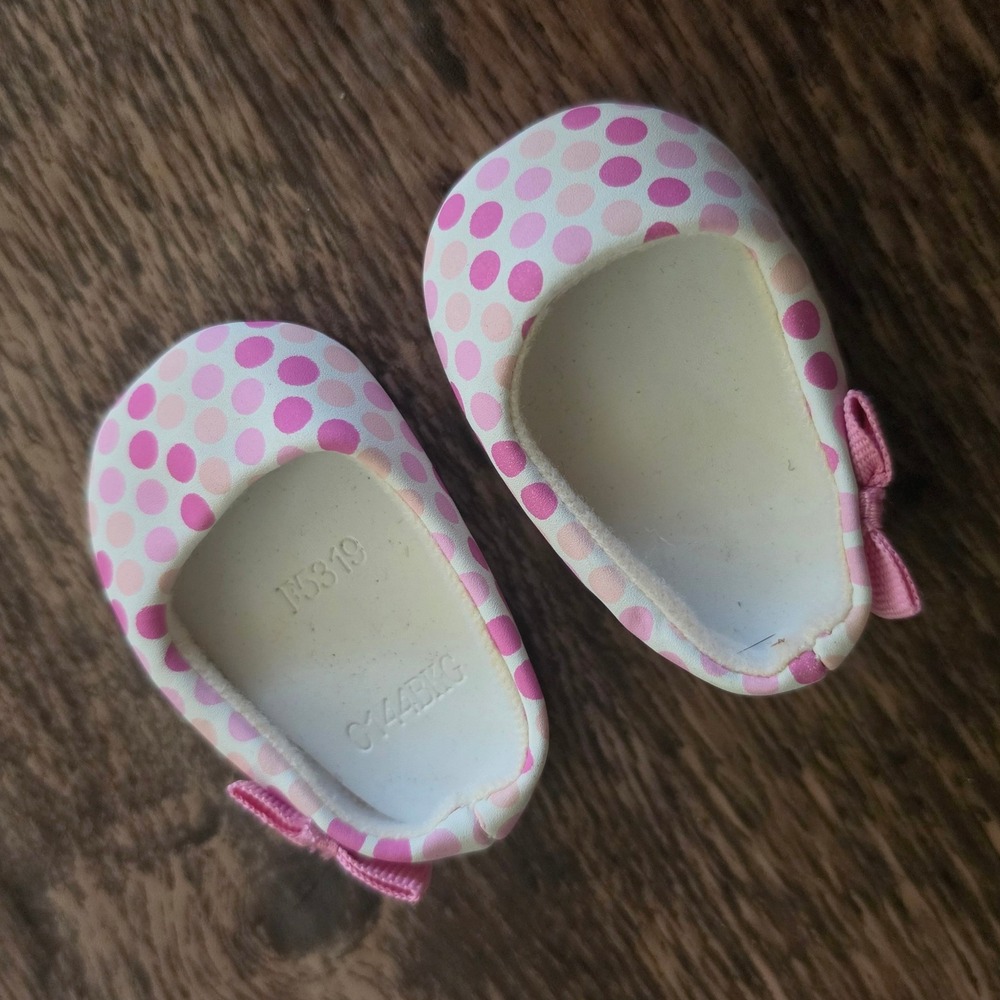 AMERICAN GIRL Doll Shoes 18 Inch Pink Polka Dot Bow Flats